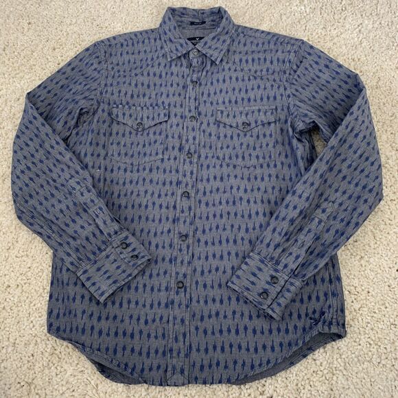 American Eagle Outfitters Other - American Eagle Pearl Snap Shirt Mens Small Gray Blue Long Sleeve Slim Fit
